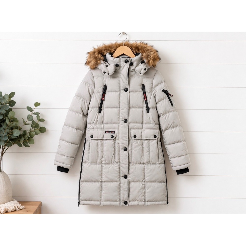 Canada Weathergear Womens Long Puffer Parka Coat Faux Fur Hood Grey OLCW824ZU L